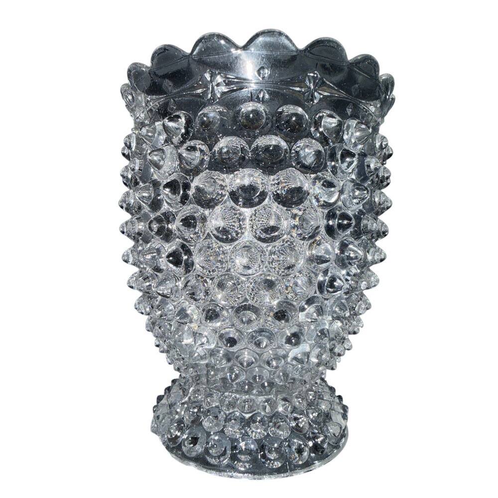 Richard & Hartley, Thousand Eye, EAPG Glass, Pedestal Celery Vase. Scallop Rim